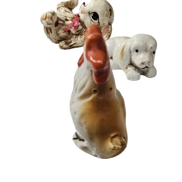 Vtg Ceramic Animals & 1950s Rooster Salt & Pepper Shakers Japan Mixed Animals - Picture 3 of 7